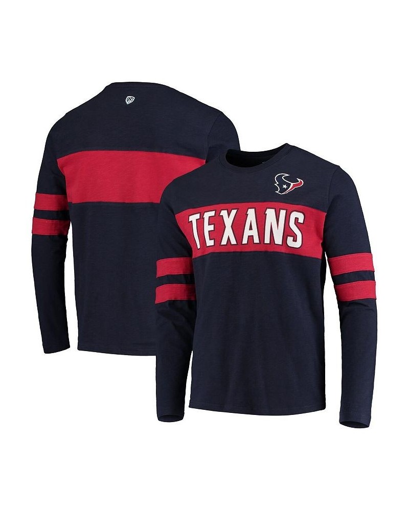 Men's Navy Houston Texans Game On Sueded Slub Long Sleeve T-shirt $26.40 T-Shirts