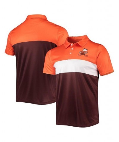 Men's Orange, Brown Cleveland Browns Retro Colorblock Polo Shirt $28.59 Polo Shirts