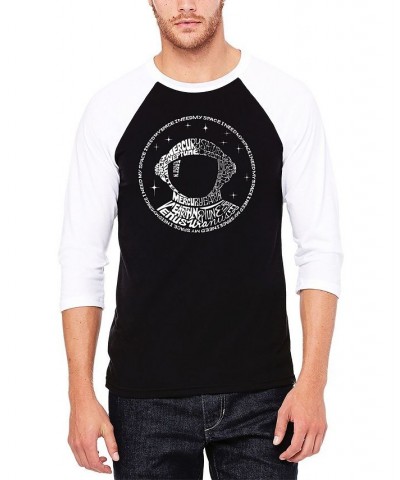 Men's I Need My Space Astronaut Raglan Baseball Word Art T-shirt Black $23.84 T-Shirts