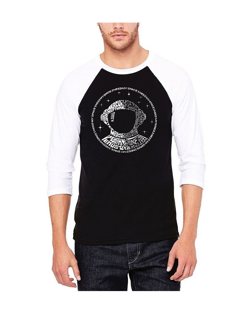 Men's I Need My Space Astronaut Raglan Baseball Word Art T-shirt Black $23.84 T-Shirts