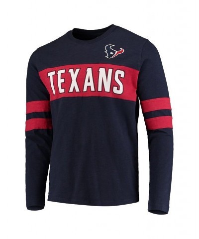 Men's Navy Houston Texans Game On Sueded Slub Long Sleeve T-shirt $26.40 T-Shirts