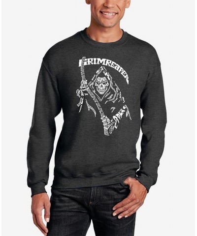 Men's Grim Reaper Word Art Crewneck Sweatshirt Gray $27.99 Sweatshirt