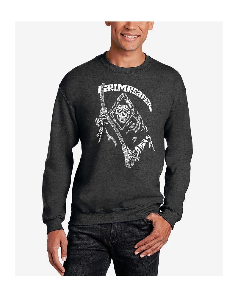 Men's Grim Reaper Word Art Crewneck Sweatshirt Gray $27.99 Sweatshirt