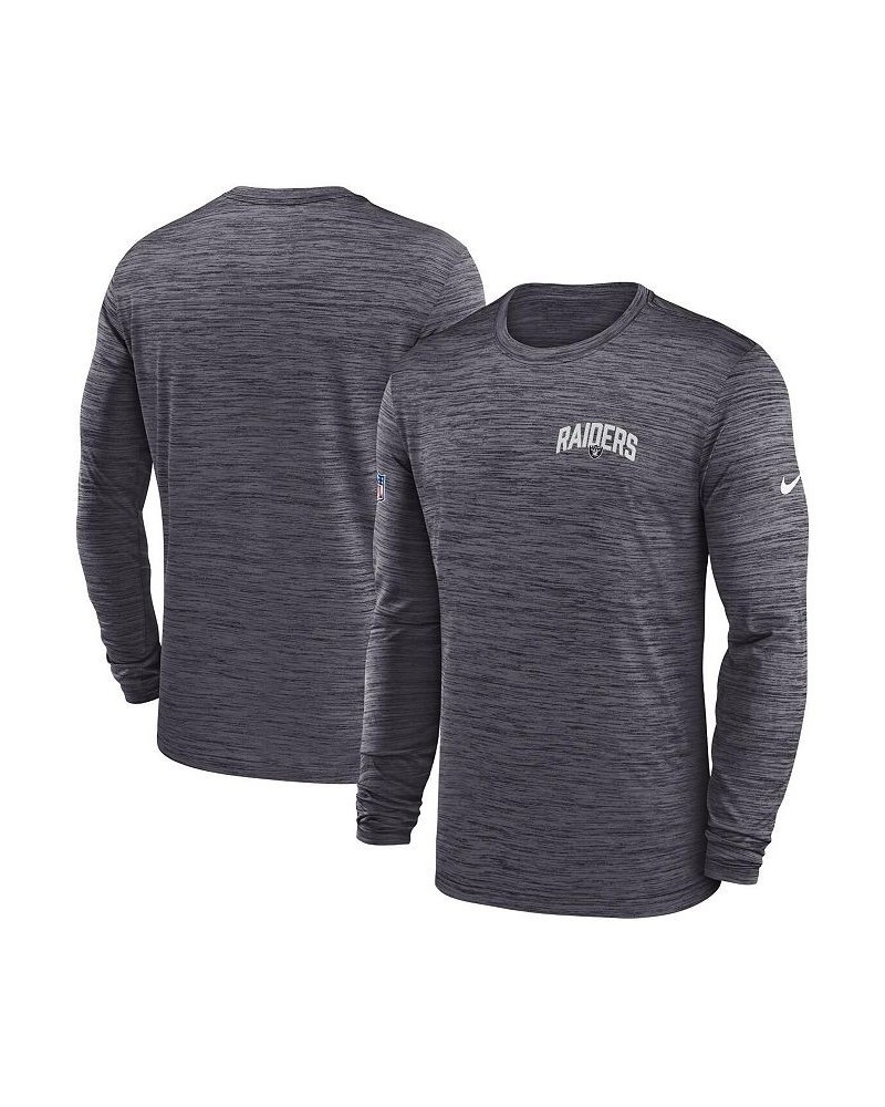 Men's Charcoal Las Vegas Raiders Velocity Athletic Stack Performance Long Sleeve T-shirt $18.06 T-Shirts