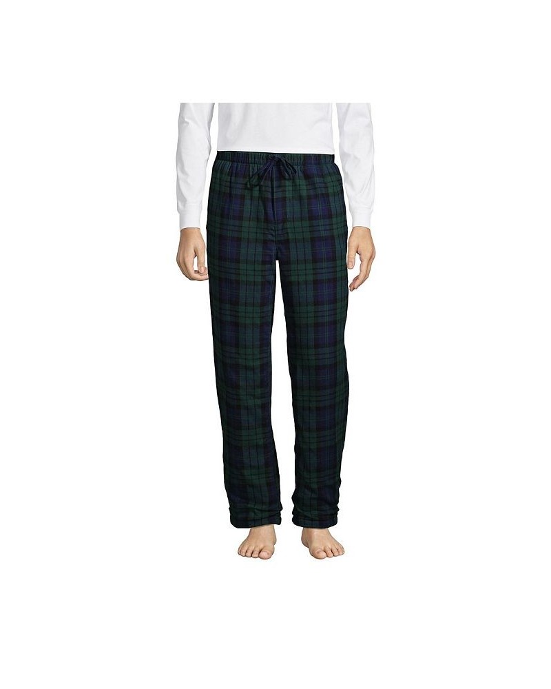 Men's High Pile Fleece Lined Flannel Pajama Pants Green $31.37 Pajama