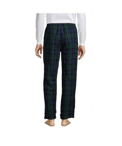 Men's High Pile Fleece Lined Flannel Pajama Pants Green $31.37 Pajama