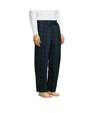 Men's High Pile Fleece Lined Flannel Pajama Pants Green $31.37 Pajama