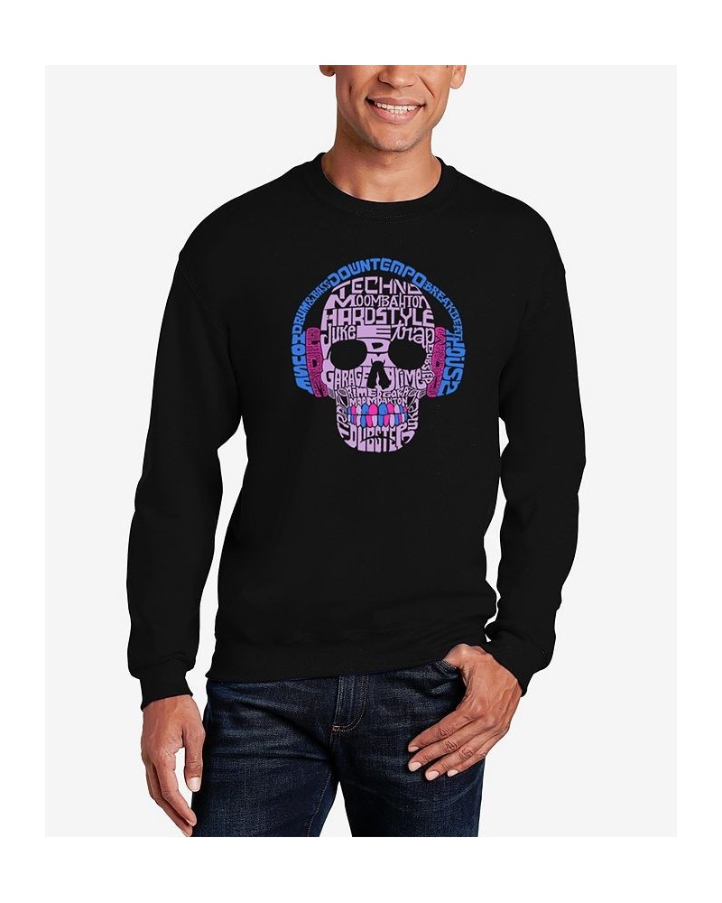 Men's Word Art Styles of Edm Music Crewneck Sweatshirt Black $21.00 Sweatshirt