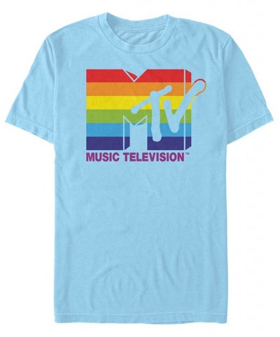 Men's Rainbow Pride Logo Short Sleeve T- shirt Blue $14.70 T-Shirts