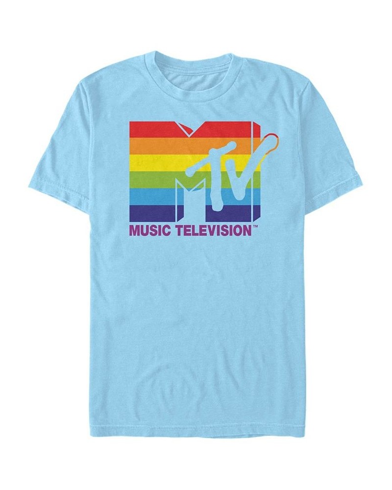 Men's Rainbow Pride Logo Short Sleeve T- shirt Blue $14.70 T-Shirts