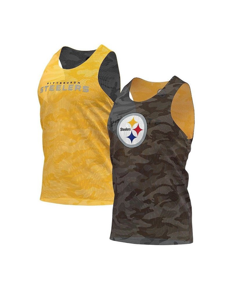 Men's Black, Gold Pittsburgh Steelers Reversible Mesh Tank Top $29.49 T-Shirts