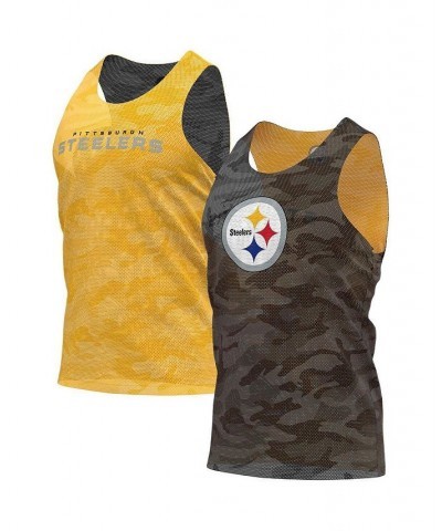 Men's Black, Gold Pittsburgh Steelers Reversible Mesh Tank Top $29.49 T-Shirts