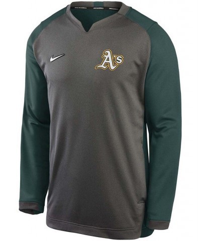 Men's Charcoal, Green Oakland Athletics Authentic Collection Thermal Crew Performance Pullover Sweatshirt $53.99 Sweatshirt