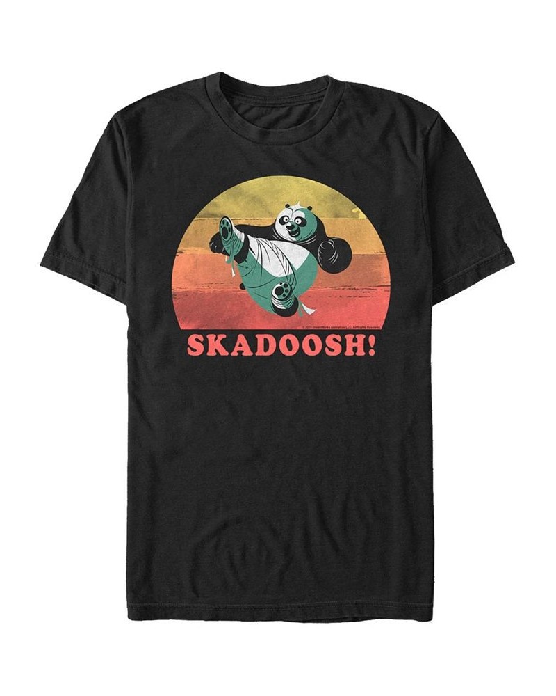 Kung Fu Panda Men's Skadoosh Po Sunset Panda Short Sleeve T-Shirt Black $17.50 T-Shirts