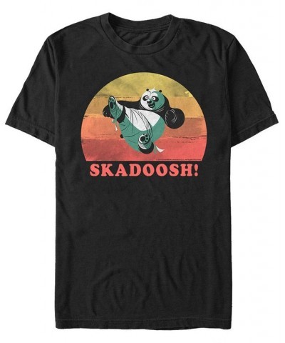 Kung Fu Panda Men's Skadoosh Po Sunset Panda Short Sleeve T-Shirt Black $17.50 T-Shirts