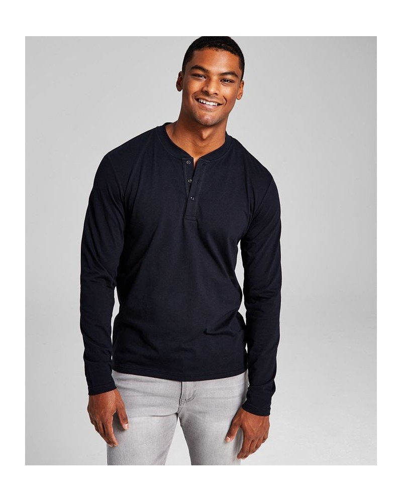 Men's Classic Fit Long-Sleeve Henley Shirt Black $13.85 T-Shirts