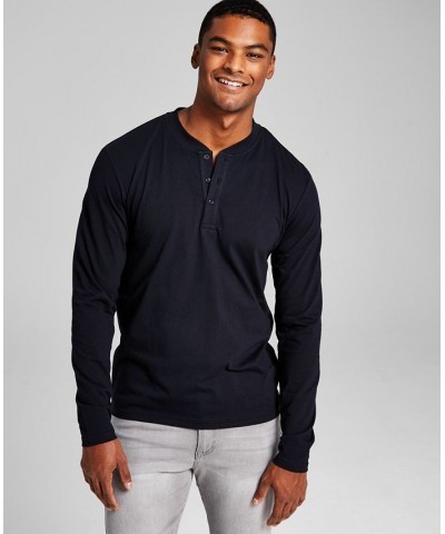 Men's Classic Fit Long-Sleeve Henley Shirt Black $13.85 T-Shirts