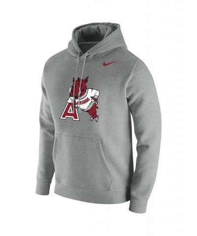 Men's Heathered Gray Arkansas Razorbacks Vintage-Like School Logo Pullover Hoodie $39.95 Sweatshirt