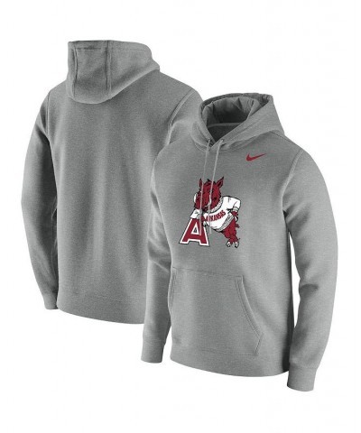 Men's Heathered Gray Arkansas Razorbacks Vintage-Like School Logo Pullover Hoodie $39.95 Sweatshirt