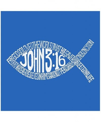 Men's Word Art Long Sleeve T-Shirt - John 3:16 Fish Symbol Black $18.00 T-Shirts