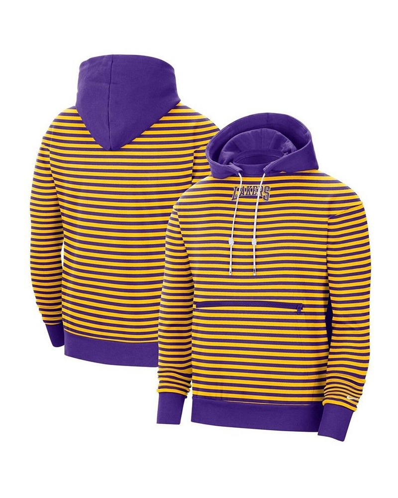 Men's Gold-Tone, Purple Los Angeles Lakers 75th Anniversary Courtside Striped Pullover Hoodie $39.10 Sweatshirt