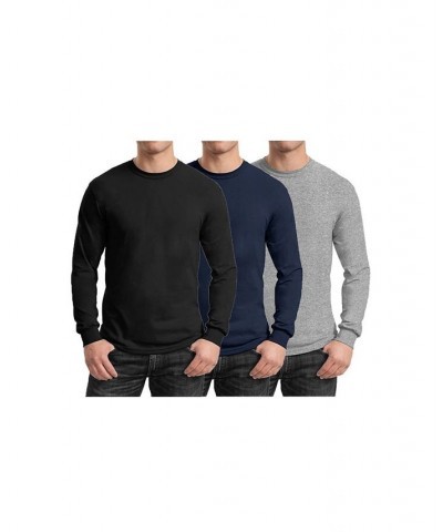 Men's 3-Pack Egyptian Cotton-Blend Long Sleeve Crew Neck Tee Black/Navy/Heather Gray $28.05 T-Shirts