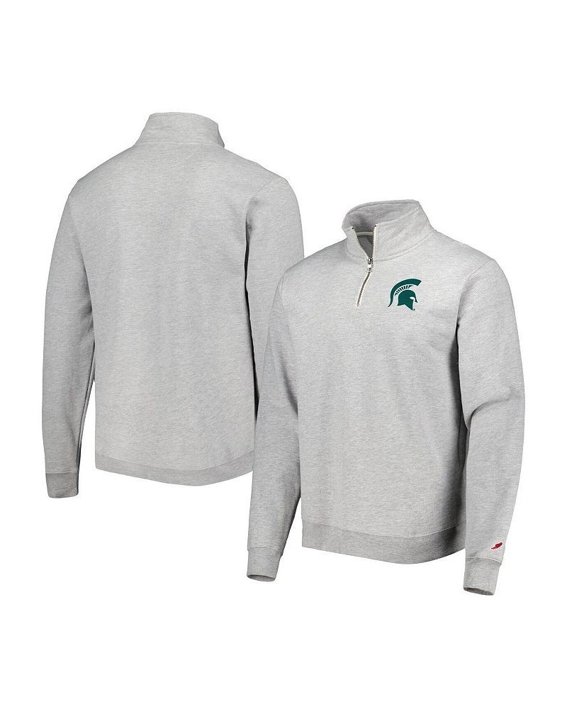 Men's Heather Gray Michigan State Spartans Stack Essential Fleece Quarter-Zip Sweatshirt $38.24 Sweatshirt