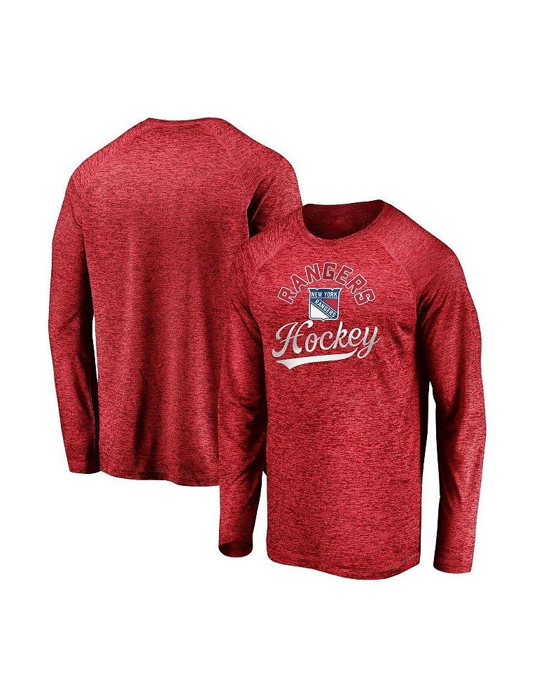 Men's Branded Red New York Rangers Shutout Raglan Long Sleeve T-shirt $16.92 T-Shirts