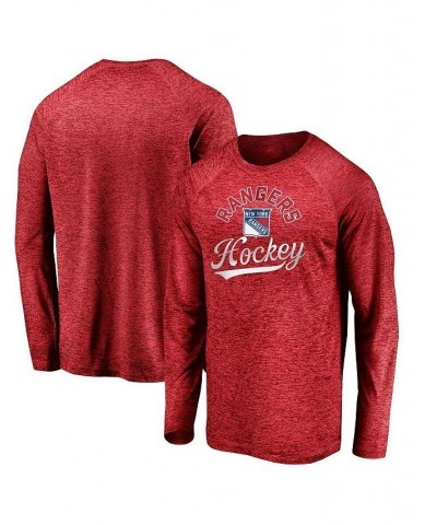 Men's Branded Red New York Rangers Shutout Raglan Long Sleeve T-shirt $16.92 T-Shirts