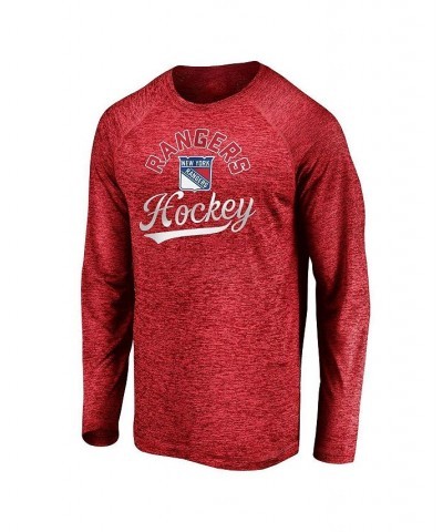 Men's Branded Red New York Rangers Shutout Raglan Long Sleeve T-shirt $16.92 T-Shirts