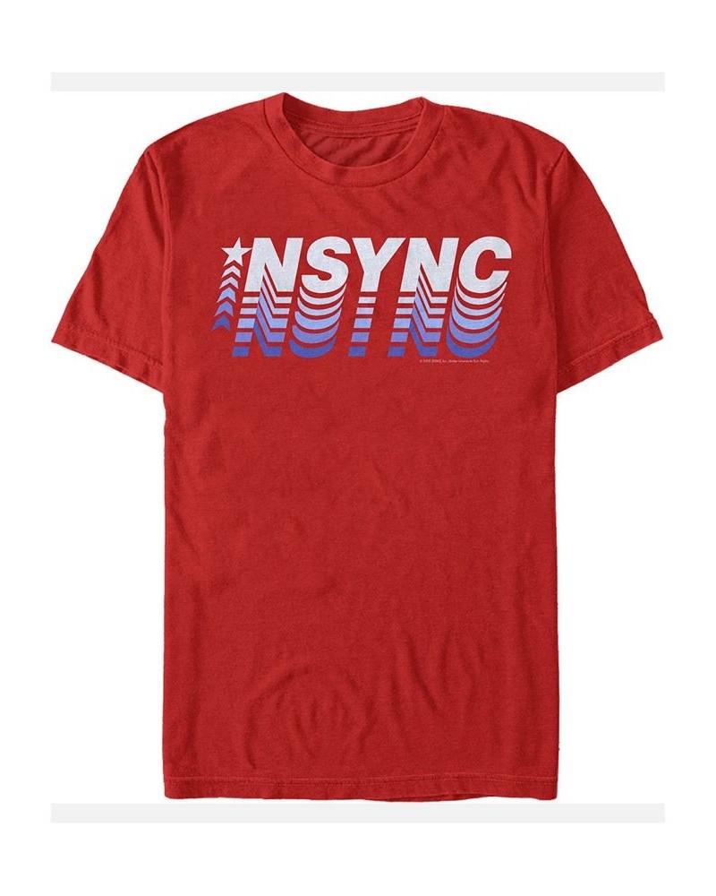 N'Sync Men's Pop Star Gradient Logo Short Sleeve T-Shirt Red $17.50 T-Shirts