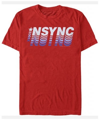 N'Sync Men's Pop Star Gradient Logo Short Sleeve T-Shirt Red $17.50 T-Shirts