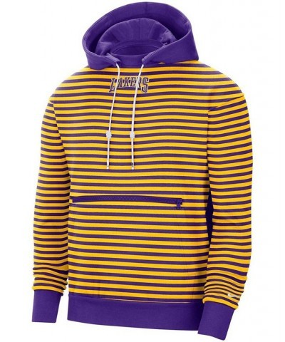 Men's Gold-Tone, Purple Los Angeles Lakers 75th Anniversary Courtside Striped Pullover Hoodie $39.10 Sweatshirt