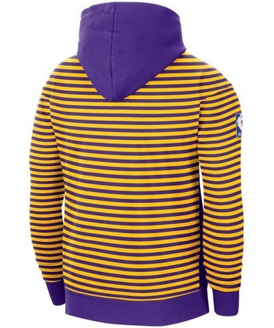 Men's Gold-Tone, Purple Los Angeles Lakers 75th Anniversary Courtside Striped Pullover Hoodie $39.10 Sweatshirt