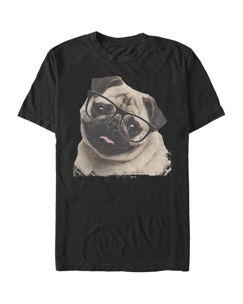 Men's Pug Nerd Short Sleeve Crew T-shirt Black $16.45 T-Shirts