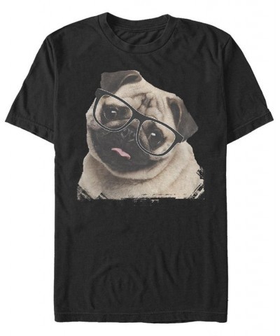 Men's Pug Nerd Short Sleeve Crew T-shirt Black $16.45 T-Shirts