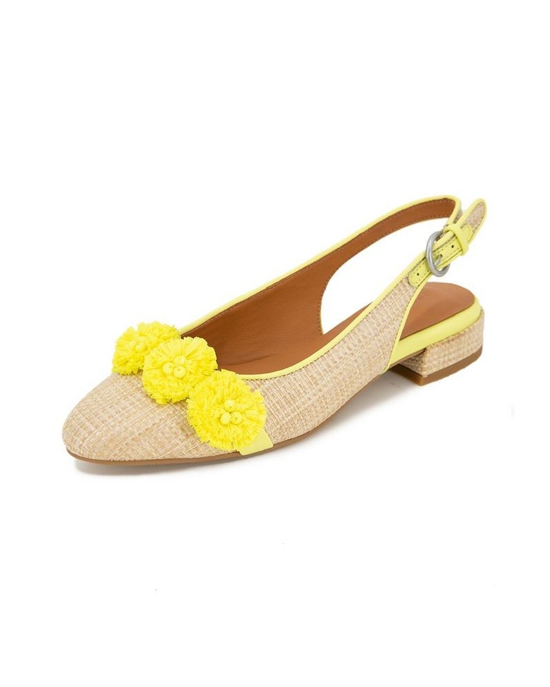 Women's Anana Pointy Toe Flats Yellow $57.24 Shoes