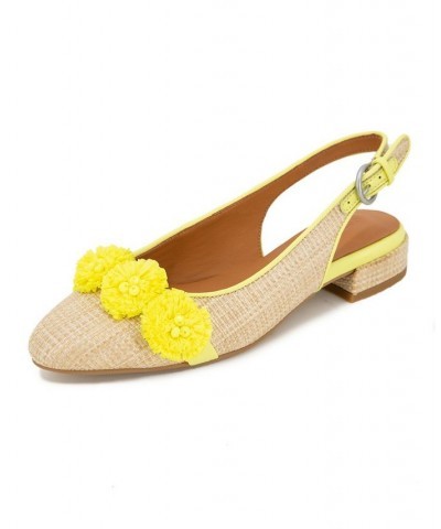 Women's Anana Pointy Toe Flats Yellow $57.24 Shoes