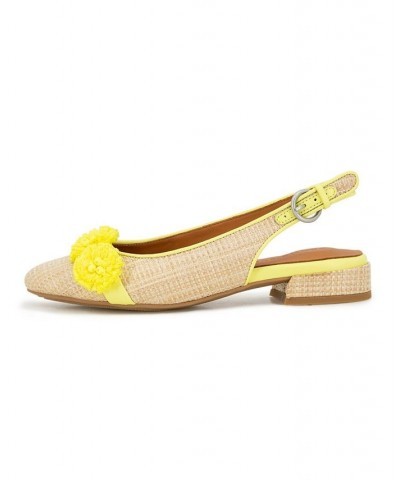 Women's Anana Pointy Toe Flats Yellow $57.24 Shoes