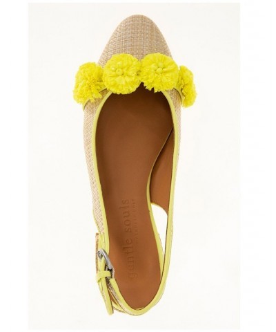 Women's Anana Pointy Toe Flats Yellow $57.24 Shoes