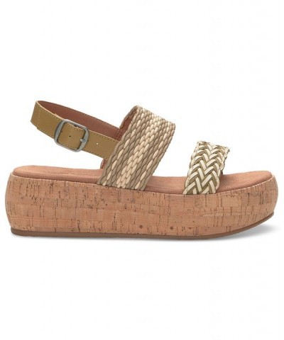 Women's Jadiel Woven Strappy Slingback Platform Sandals Brown $53.46 Shoes