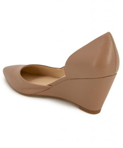 Women's Eltinn D'Orsay Wedge Pumps Brown $36.49 Shoes