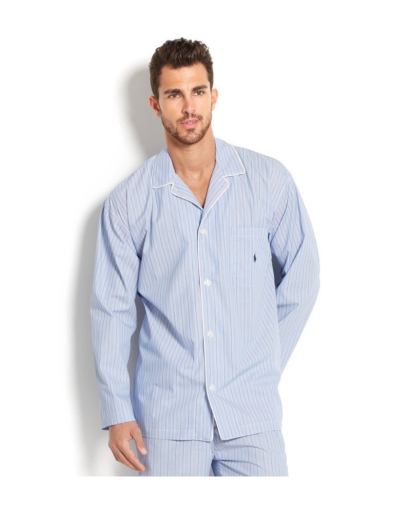 Big and Tall Blue Andrew Stripe Men's Pajama Top Blue $31.50 Pajama