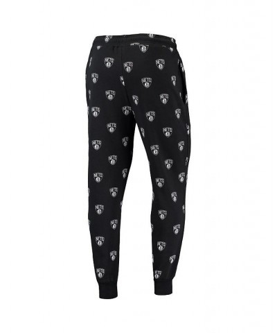 Men's Black Brooklyn Nets Allover Logo Jogger Pants $30.10 Pants