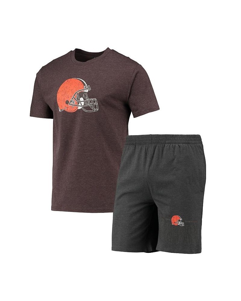 Men's Charcoal, Brown Cleveland Browns Meter T-shirt and Shorts Sleep Set $33.14 Pajama