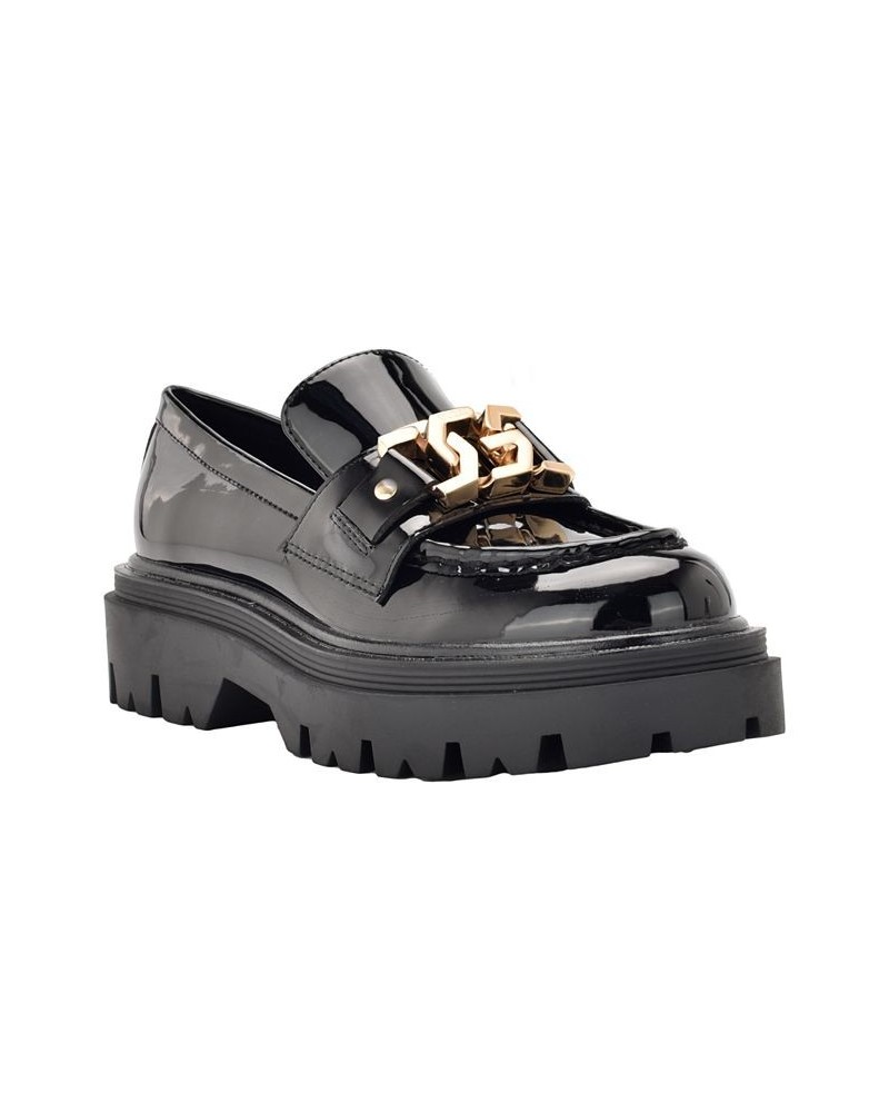 Women's Keate Lug Sole Penny Loafers Black $43.56 Shoes