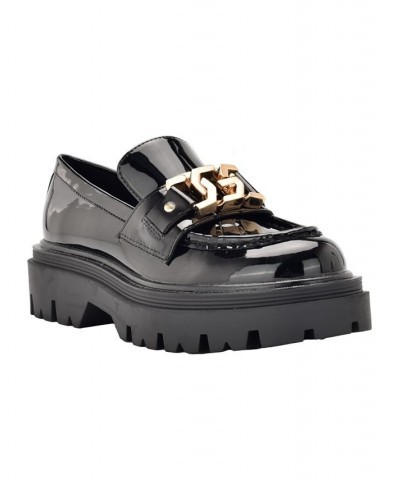 Women's Keate Lug Sole Penny Loafers Black $43.56 Shoes