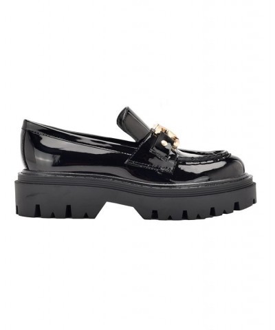 Women's Keate Lug Sole Penny Loafers Black $43.56 Shoes