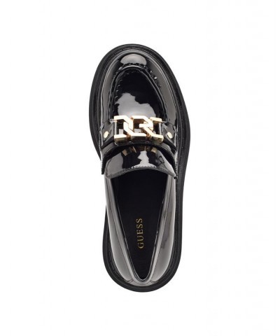 Women's Keate Lug Sole Penny Loafers Black $43.56 Shoes