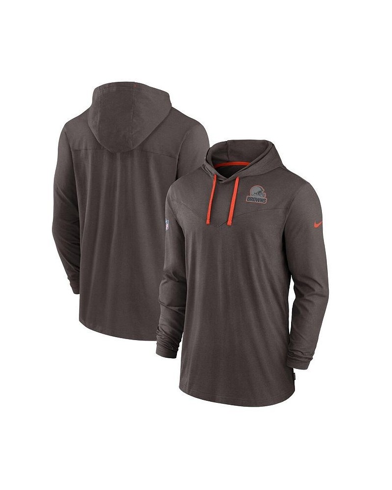 Men's Brown Cleveland Browns Sideline Pop Performance Pullover Long Sleeve Hoodie T-shirt $43.99 T-Shirts